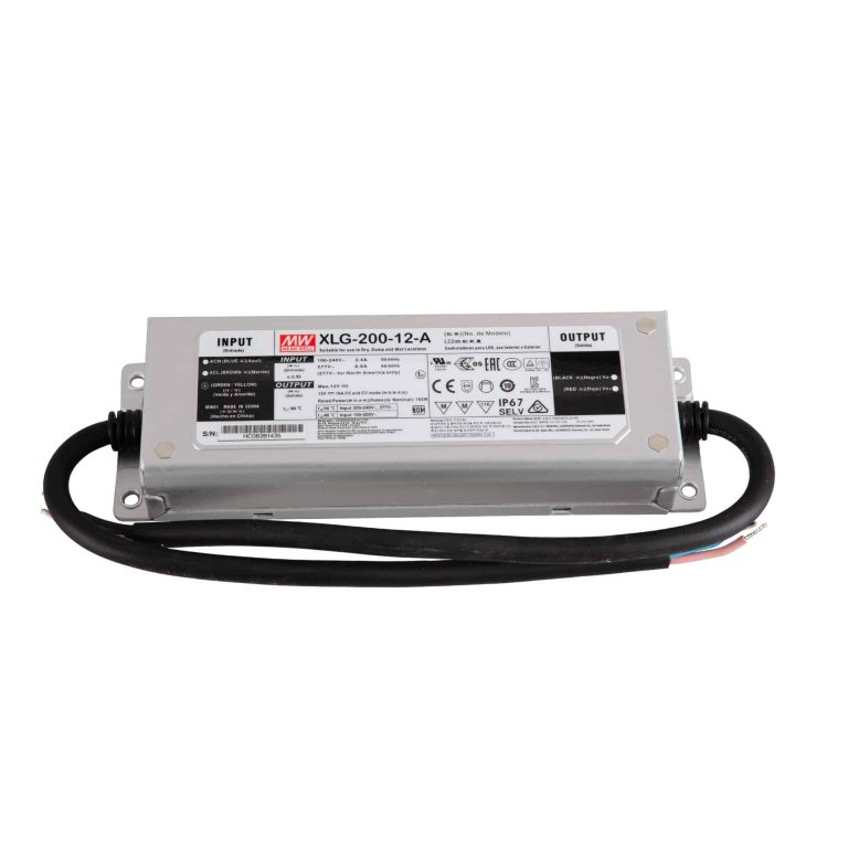 XLG-200-12-A – Fonte Chaveada p/ LED 200W 100-305VCA/142-431VCC Saída 12VCC/16A – MEAN WELL