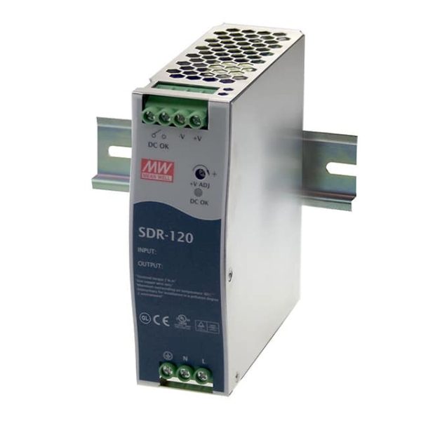 SDR-120-24 - Fonte Chaveada DIN 120W 88-264VCA/124-370VCC Saída 24V-5A - MEAN WELL