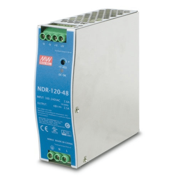 NDR-120-48 - Fonte Chaveada DIN 120W 90-264VCA/127-370VCC Saída 48VCC/2.5A - MEAN WELL