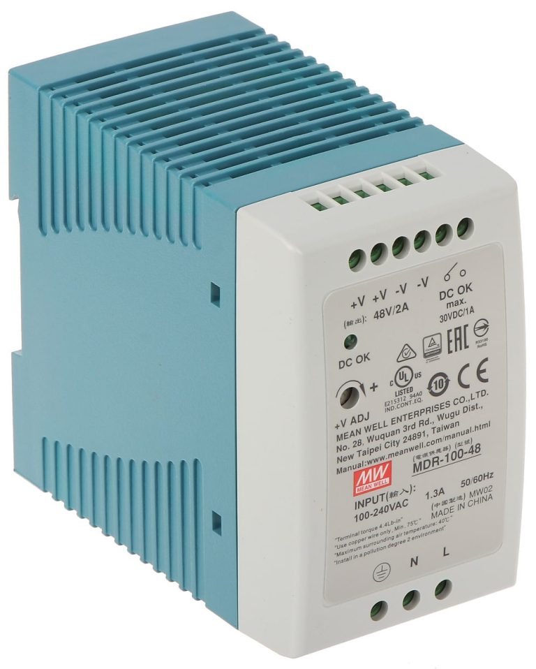 MDR-100-48 – Fonte Chaveada DIN 100W 85-264VCA/120-370VCC Saída 48VCC-2A – MEAN WELL