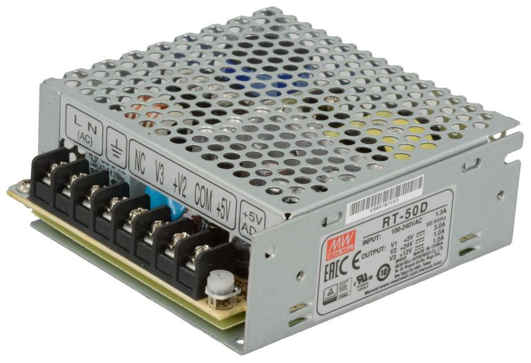 RT-50D – Fonte Chaveada 50W 88-264VCA/120-370VCC Saída +-5VCC-4A-0.5A / 12VCC-2A – MEAN WELL