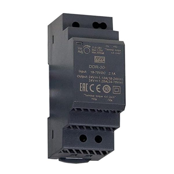 DDR-30L-5 - Fonte Chaveada DIN 30W 18-75VCC Saída 5V-6A - MEAN WELL
