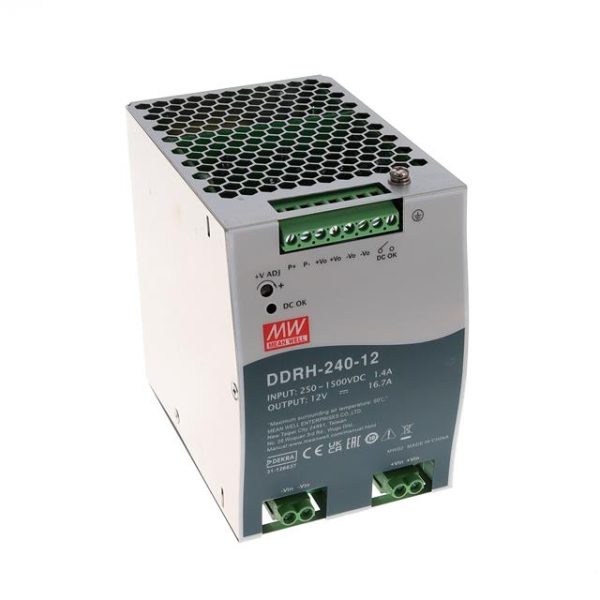 DDRH-240-12 - Fonte Chaveada DIN 200W 250-1500VCC Saída 12V-16,7A - MEAN WELL