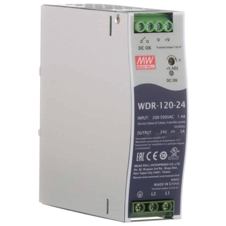 WDR-120-24 – Fonte Chaveada DIN 120W 180-550VCA / 254-780VCC Saída 24VCC-5A – MEAN WELL
