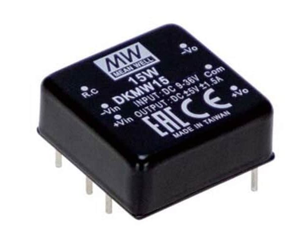 DKMW15F-15 - Conversor CC/CC Módulo 15W 9V-36V Saída +/-15V-0.5A - MEAN WELL