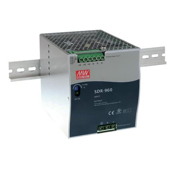 SDR-960-48 - Fonte Chaveada DIN 960W 180-264VCA/254-370VCC Saída 48V-20A - MEAN WELL