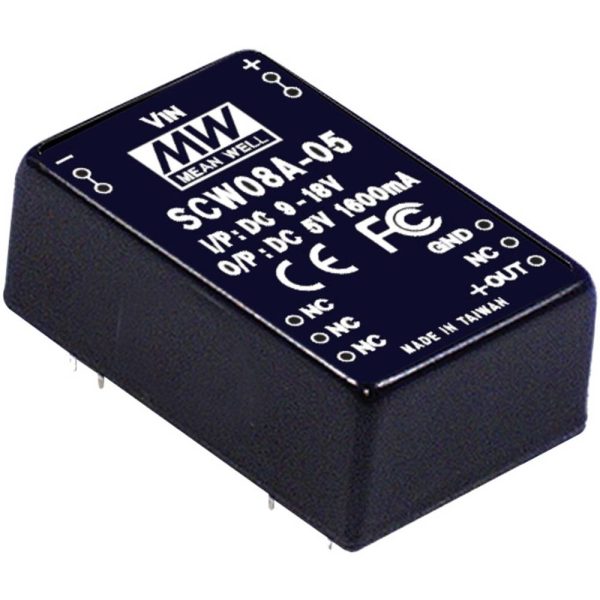 SCW08C-05 - Conversor CC/CC c/ Isolação 8W 36-72V Saída 5V-1.6A - MEAN WELL