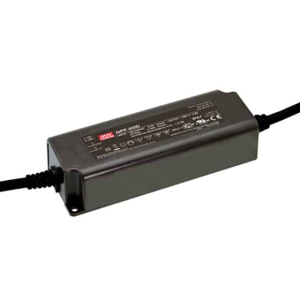 NPF-60D-48 - Driver LED 60W 90-305VCA/127-431VCC Saída 28,8-48V 1,25A - MEAN WELL