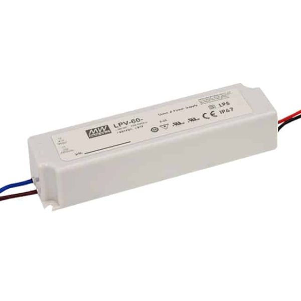 LPV-60-15 - Driver LED 60W 90-264VCA/127-370VCC Saída 15V 4A - MEAN WELL