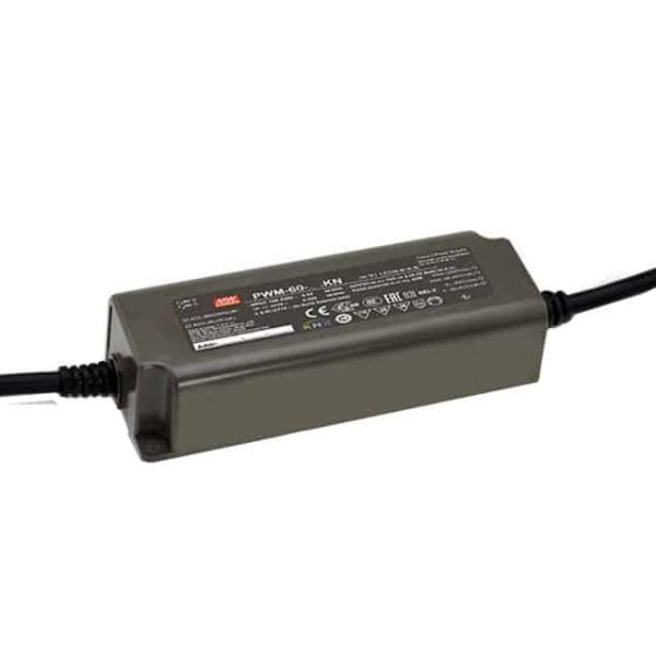 PWM-60-12KN - Driver LED 60W 90-305-VCA/127-431 VCC Saída 12V 5A - MEAN WELL