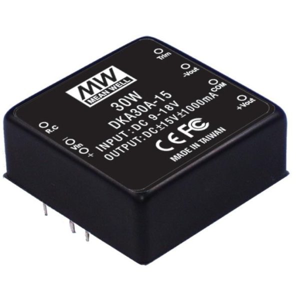 DKA30A-12 - Conversor CC/CC c/ Isolação 30W 9-18V Saída +/-12V +/- 1.25A - MEAN WELL