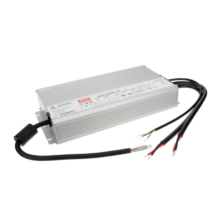 HLG-600H-36 – Driver LED 480W 100-305VCA/142-431VCC Saída 36V 16,7A – MEAN WELL