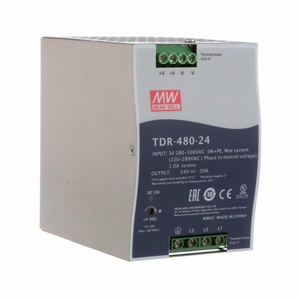 TDR-480-24 - Fonte Chaveada DIN 240W 340-550VCA / 480-780VCC Saída 24VCC-20A - MEAN WELL