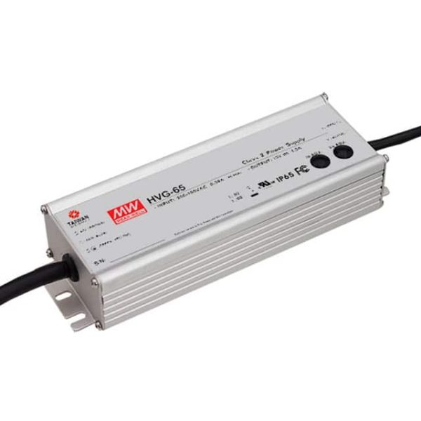 HVG-65-24B - Driver LED 65W 180-528VCA/254VCC-747VCC Saída 14,4-24V 2,71A - MEAN WELL