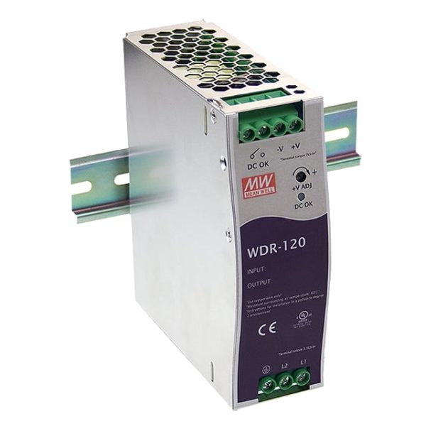 WDR-120-12 - Fonte Chaveada DIN 120W 180-550VCA/254-780VCC Saída 12V-10A - MEAN WELL