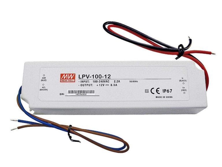LPV-100-24 – Fonte Chaveada p/ LED 100W 90-264VCA/127-370VCC Saída 24VCC/4.2A – MEAN WELL