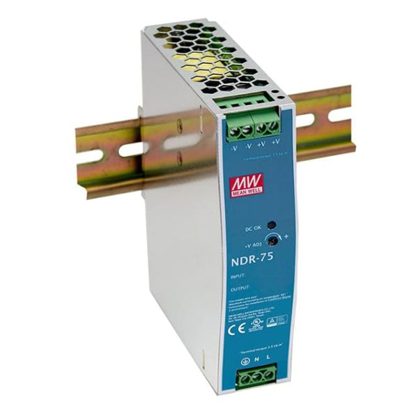 NDR-75-48 - Fonte Chaveada DIN 77W 90-264VCA/127-370VCC Saída 48V-1,6A - MEAN WELL