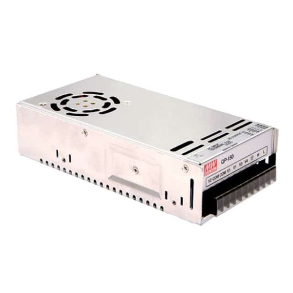 QP-150D - Fonte Chaveada Fechada 153W 90-264VCA/127-370VCC Saídas 5V-10A/12V-4A/24V-2A/-12V-0.6A - MEAN WELL