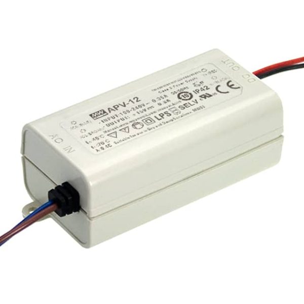 APV-12-5 - Driver LED 10W 90-264VCA/127-370VCC Saída 5V 2A - MEAN WELL