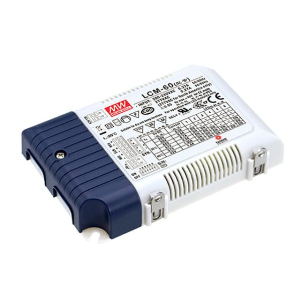 LCM-60 - Driver LED 60W 180-295VCA/254-392VCC Saída 2-90V 1,4A - MEAN WELL
