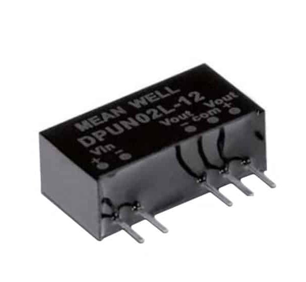 DPUN02N-05 - Conversor CC/CC Módulo 2W 21,6V-26,4V Saída +/-5V-0.2A - MEAN WELL