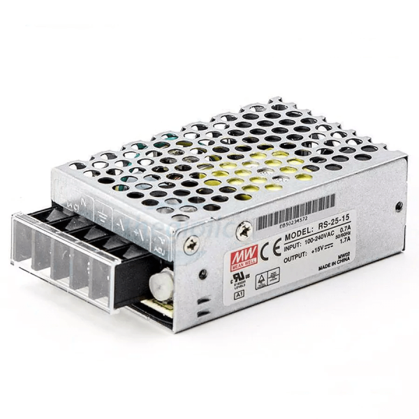 RS-25-15 - Fonte Chaveada 25W 88-264VCA/125-373VCC Saída 15VCC-1.7A - MEAN WELL