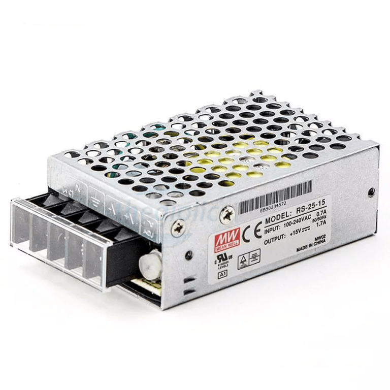 RS-25-15 – Fonte Chaveada 25W 88-264VCA/125-373VCC Saída 15VCC-1.7A – MEAN WELL