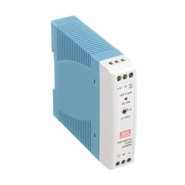 MDR-20-15 - Fonte Chaveada DIN 20W 85-264VCA/120-370VCC Saída 15VCC-1.34A - MEAN WELL