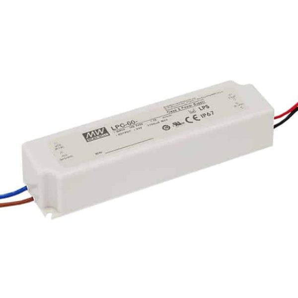 LPC-60-1400 - Driver LED 59W 90-264VCA/127VCC-370VCC Saída 9-42V 1,4A - MEAN WELL