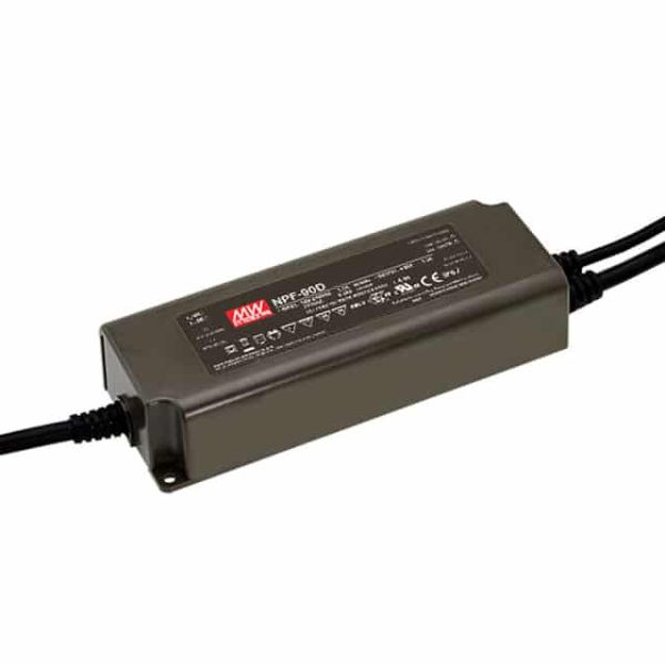 NPF-90D-20 - Driver LED 90W 90-305VCA/127-431VCC Saída 12-20V 4,5A - MEAN WELL