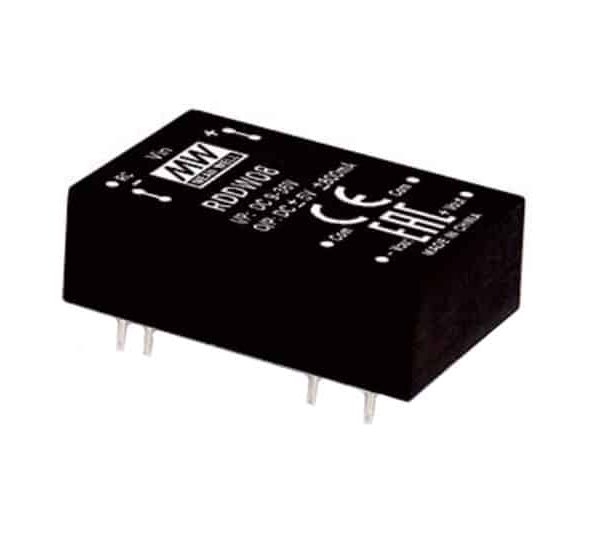 RDDW08G-05 - Conversor CC/CC Módulo 8W 18V-75V Saída +/-5V-0.8A - MEAN WELL