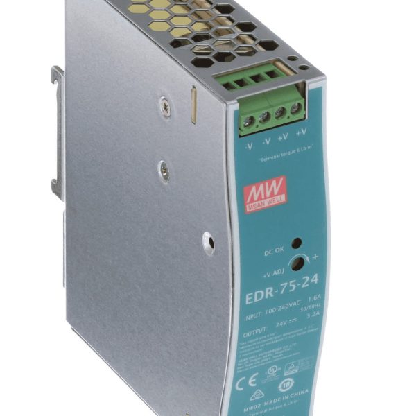 EDR-75-24 - Fonte Chaveada DIN 75W 90-264VCA/127-370VCC Saída 24VCC-3.2A - MEAN WELL