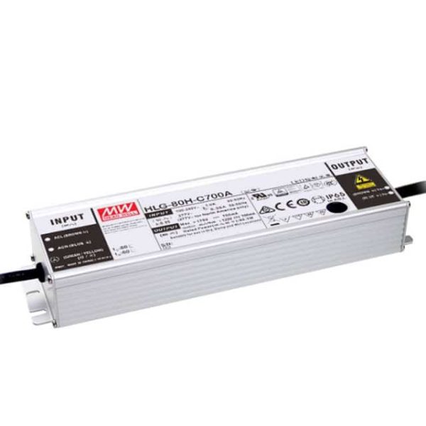 HLG-80H-C700AB - Driver LED 90W 100-305VCA/142-431VCC Saída 64-129V 0.7A - MEAN WELL