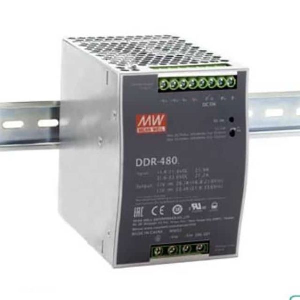 DDR-480B-24 - Fonte Chaveada DIN 480W 16.8-33,6VCC Saída 24V-20A - MEAN WELL