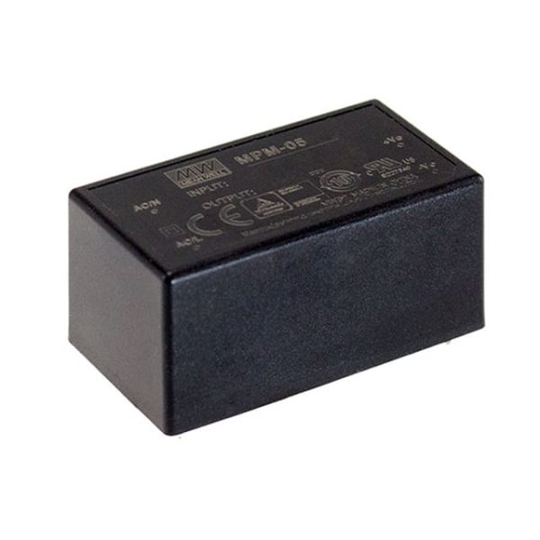 MPM-05-5 - Fonte Chaveada Fechada 5W 80-264VCA Saída 5V-1A - MEAN WELL