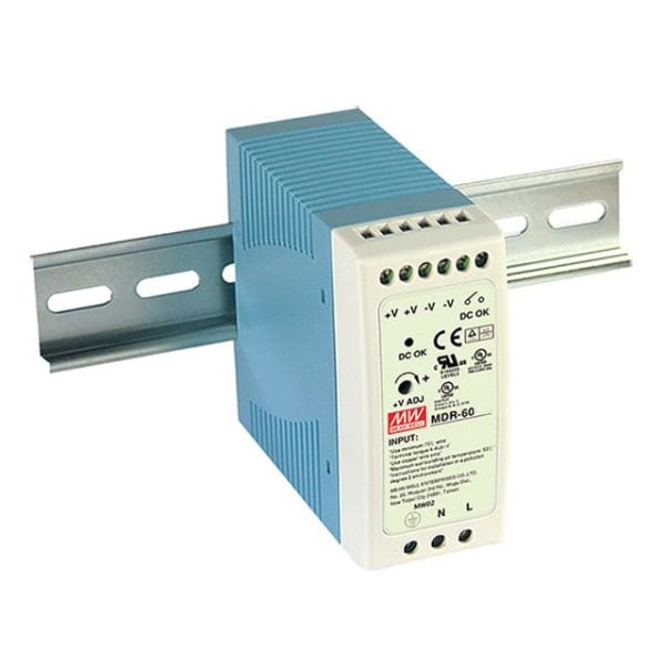 MDR-60-48 - Fonte Chaveada DIN 60W 85-264VCA/120-370VCC Saída 48V-1,25A - MEAN WELL