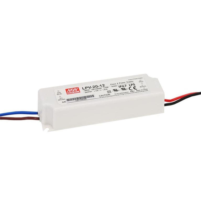 LPV-20-12 – Fonte Chaveada p/ LED 20W 90-264VCA/127-370VCC Saída 12VCC/1.67A – MEAN WELL