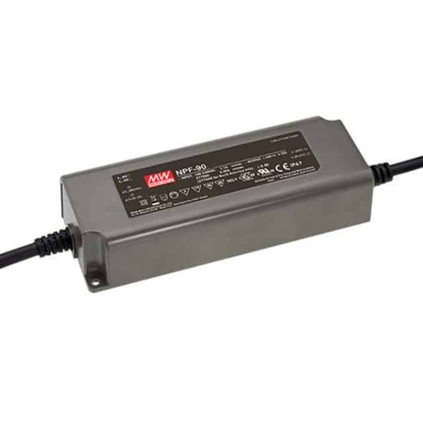 NPF-90-20 - Driver LED 90W 90-305VCA/127-431VCC Saída 12-20V 4,5A - MEAN WELL