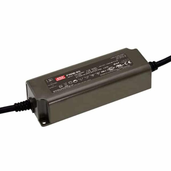 PWM-60-12 - Driver LED 60W 90-305-VCA/127-431 VCC Saída 12V 5A - MEAN WELL