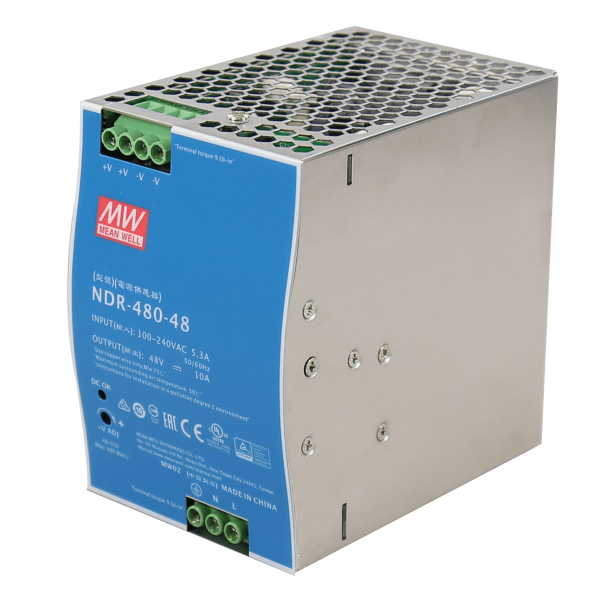 NDR-480-48 - Fonte Chaveada DIN 480W 90-264VCA/120-370VCC Saída 48VCC-10A - MEAN WELL