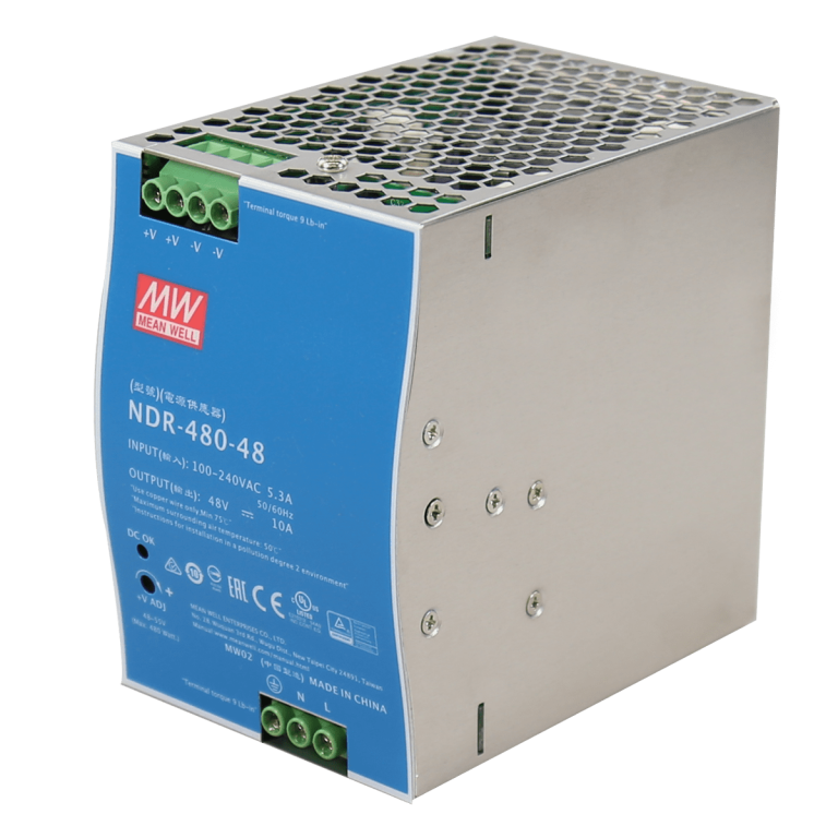NDR-480-48 – Fonte Chaveada DIN 480W 90-264VCA/120-370VCC Saída 48VCC-10A – MEAN WELL