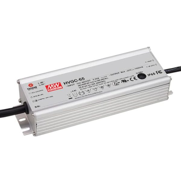 HVGC-65-350A - Driver LED 65W 180-528VCA/254VCC-747VCC Saída 18-186V 0.35A - MEAN WELL