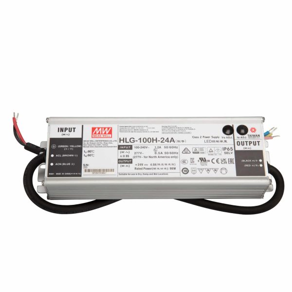 HLG-100H-24A - Fonte Chaveada p/ LED 96W 90-305VCA/127-431VCC Saída 24VCC/4A - MEAN WELL
