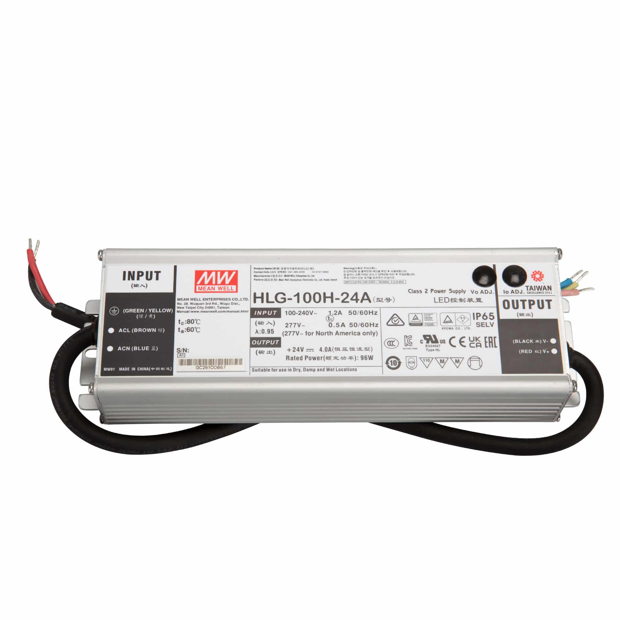 HLG-100H-24A - Fonte Chaveada p/ LED 96W 90-305VCA/127-431VCC Saída 24VCC/4A - MEAN WELL 1 f08795ee18dcfa0afd233774cc051319
