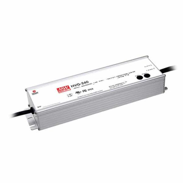 HVG-240-54AB - Driver LED 243W 180-528VCA/254VCC-747VCC Saída 54V 4,5A - MEAN WELL