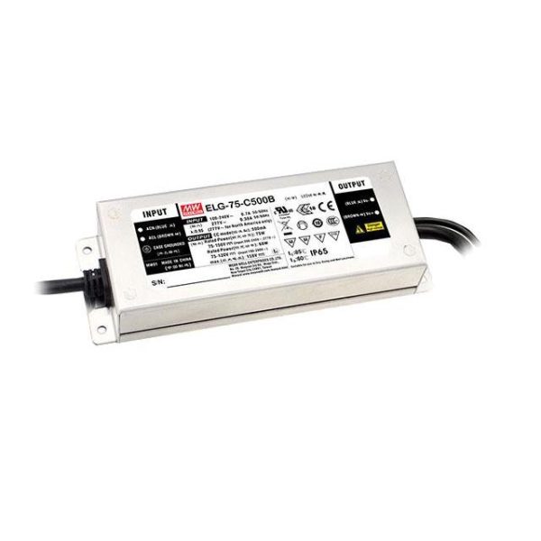 ELG-75-12AB - Driver LED 60W 100-305VCA/142-431VCC Saída 12V 5A - MEAN WELL