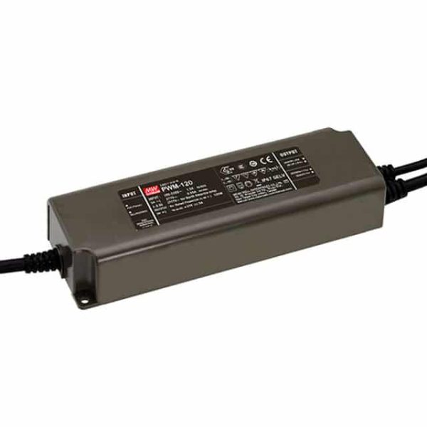 PWM-120-24 - Driver LED 120W 90-305-VCA/127-431 VCC Saída 24V 5A - MEAN WELL