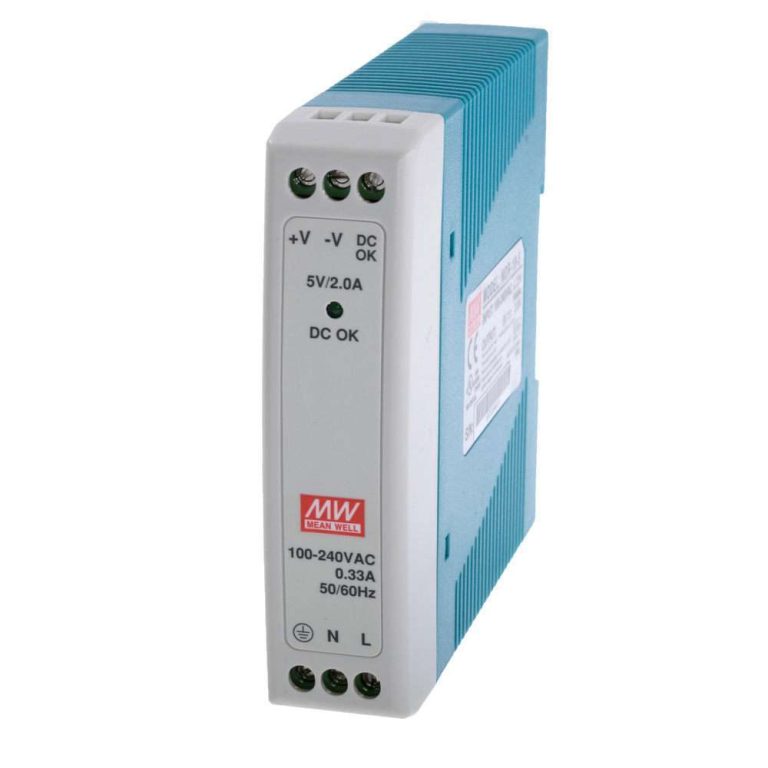 MDR-10-5 – Fonte Chaveada DIN 10W 85-264VCA/120-370VCC Saída 5VCC-2A – MEAN WELL
