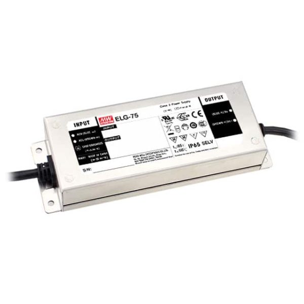 ELG-75-48B - Driver LED 77W 100-305VCA/142-431VCC Saída 48V 1,6A - MEAN WELL