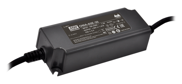 OWA-60E-30 – Driver LED Fonte AC-DC 60W 90-264VCA/127-370VCC Saída 30V-2A – MEAN WELL